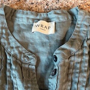 Wrap London Sage Button-Up Blouse 100%Linen